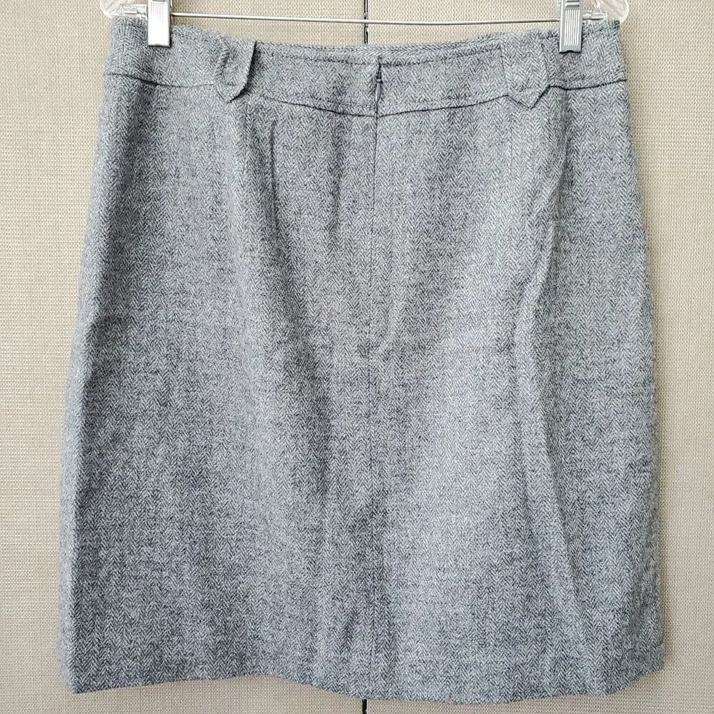 TALBOTS Gray Wool Blend Herringbone Pencil Skirt w/Tab Belt Loops Size 10 NWT